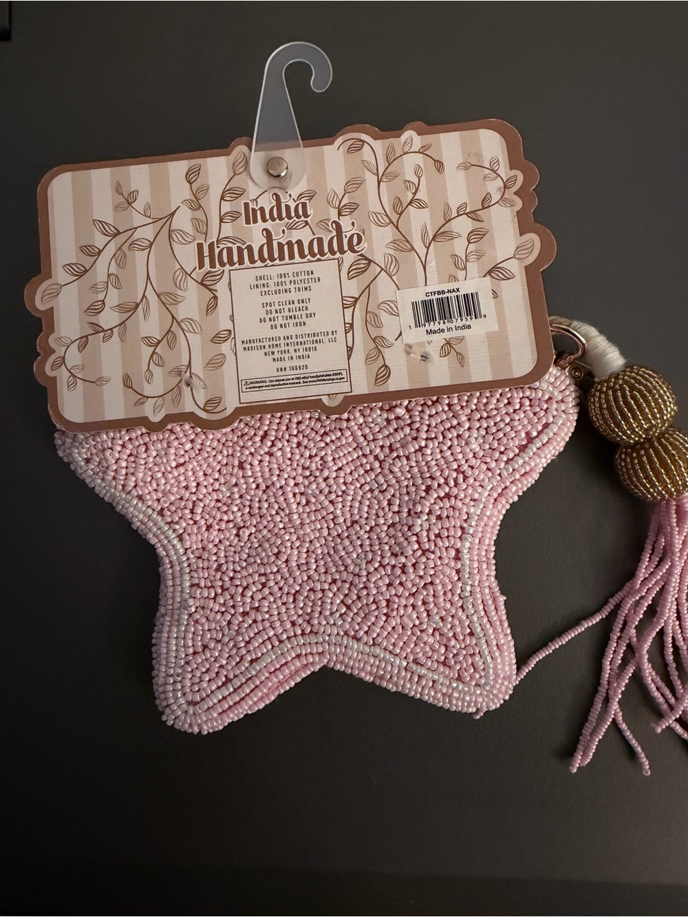 Pink Beaded Star zippered pouch - Picture 6 of 9
